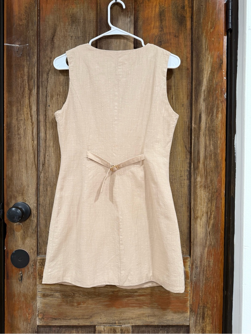 Commense Beige Button-Front Linen Top - Picture 2 of 4